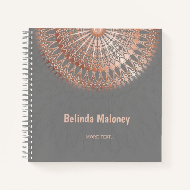 Rose Gold Gray Mandala Notebook (Front)