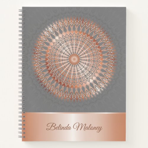 Rose Gold Gray Mandala Notebook