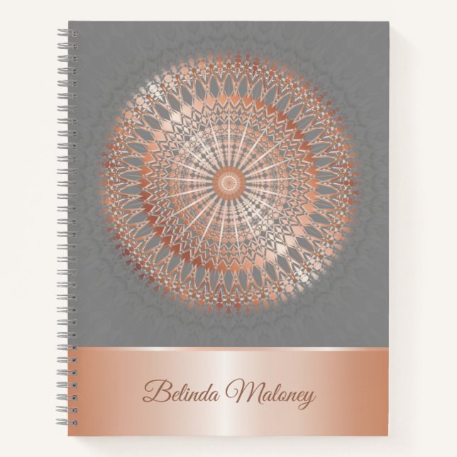 Rose Gold Gray Mandala Notebook (Front)