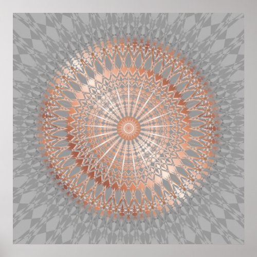 Rose Gold Gray Mandala Poster