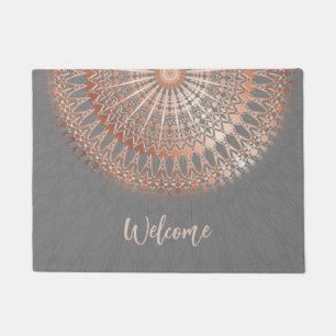 Rose Gold Gray Mandala Welcome Doormat