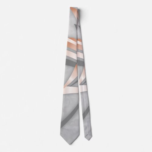 Rose Gold Gray Marble Abstract Art Neck Tie