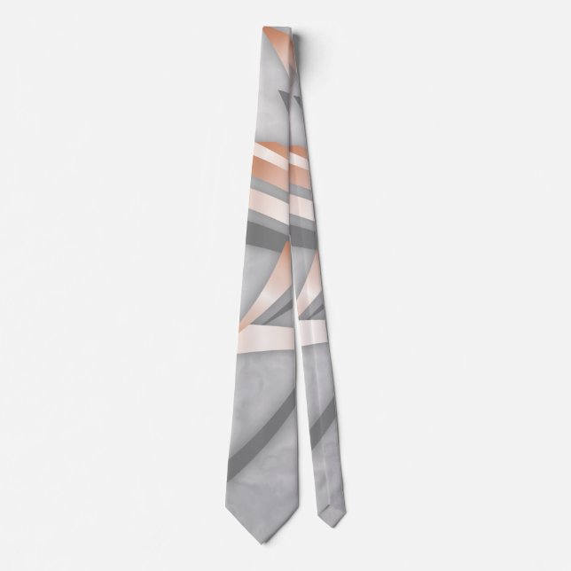 Rose Gold Gray Marble Abstract Art Neck Tie (Front)