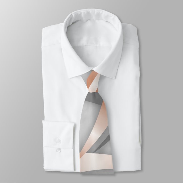 Rose Gold Gray Marble Abstract Art Tie (Tied)