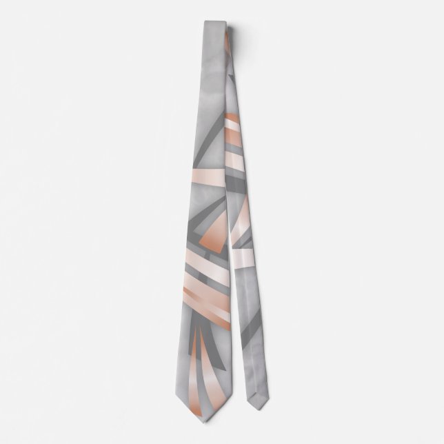 Rose Gold Gray Marble Abstract Art Tie (Front)