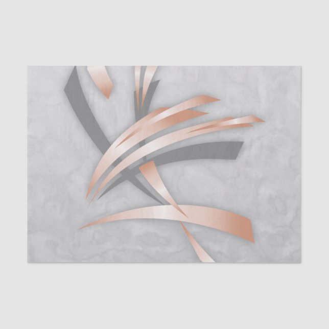 Rose Gold Gray Marble Abstract Art Tissue Paper (Front)