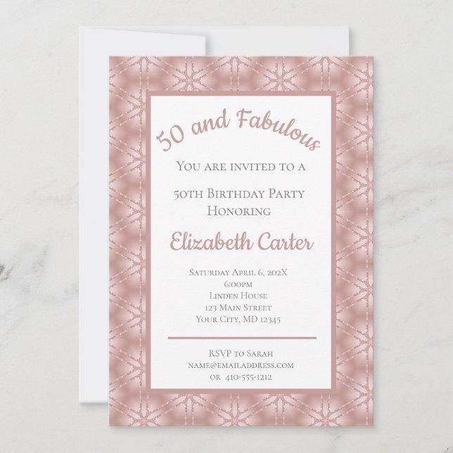 Rose Gold Gray & Pink 50 and Fabulous Birthday (Front)