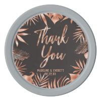 Rose Gold Gray Tropical Palm Wedding Thank You Poker Chip Set