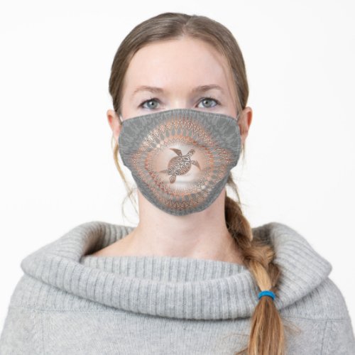 Rose Gold Gray Turtle And Mandala Adult Cloth Face Mask