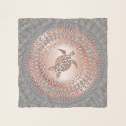 Rose Gold Gray Turtle And Mandala Scarf