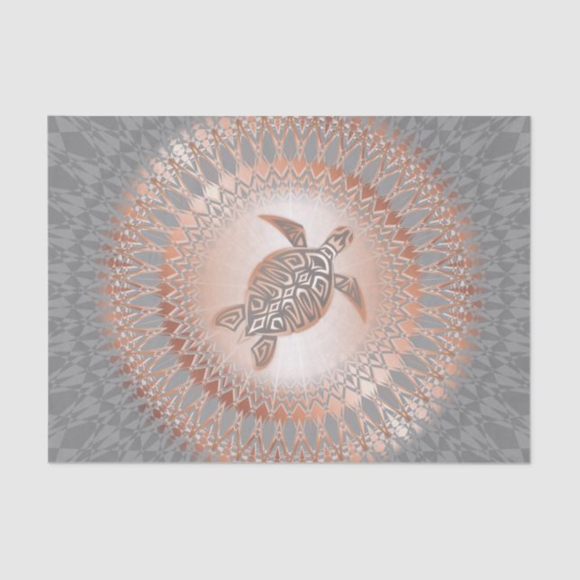Rose Gold Gray Turtle And Mandala Tissue Paper (Front)