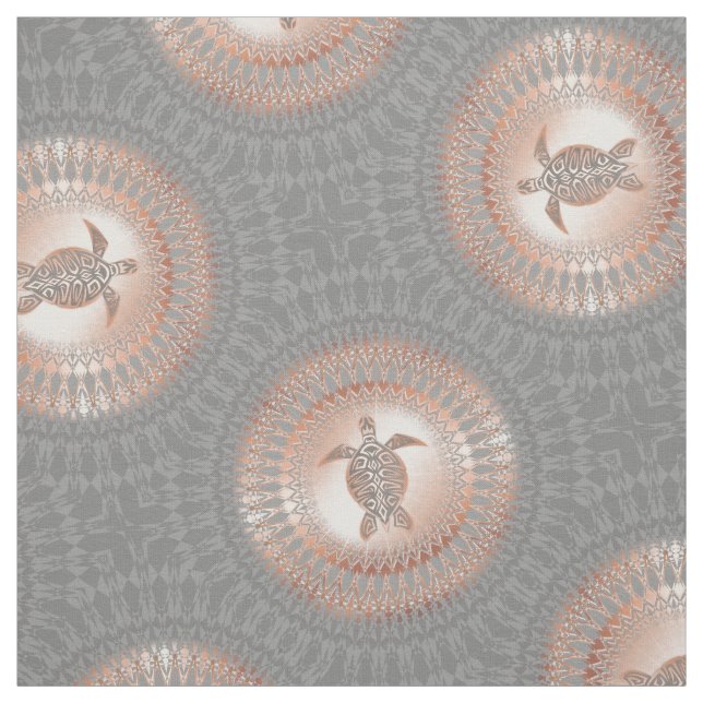 Rose Gold Gray Turtle Elegant Coastal Fabric (Swatch)