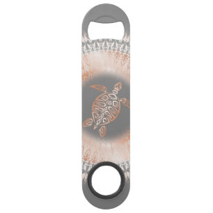 Rose Gold Gray Turtle Mandala Speed Bottle Opener