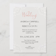 Rose Gold & Gray Wedding Invitation