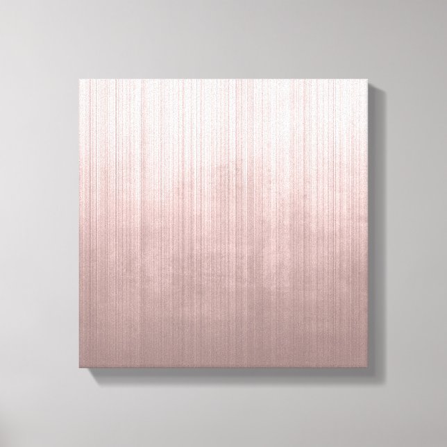 Rose Gold Gray White fiber striped rustic abstract Canvas Print (Front)