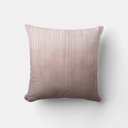 Rose Gold Gray White fiber striped rustic abstract Throw Pillow