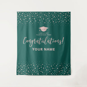 Rose Gold Green Congratulation Graduation Tapestry