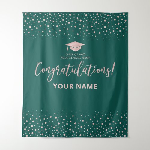 Rose Gold Green Congratulation Graduation Tapestry