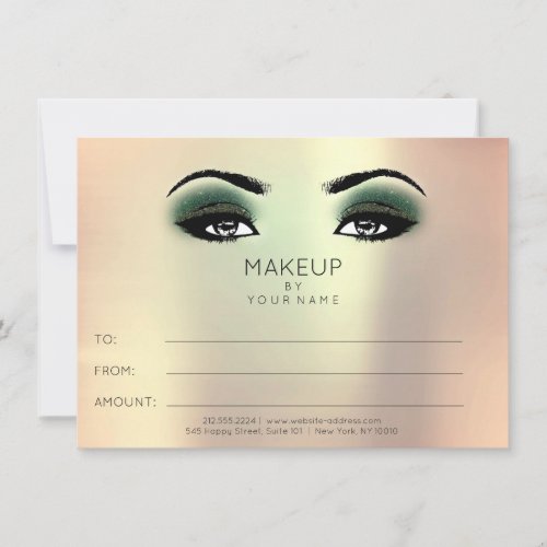 Rose Gold Green Makeup Beauty Certificate Gift