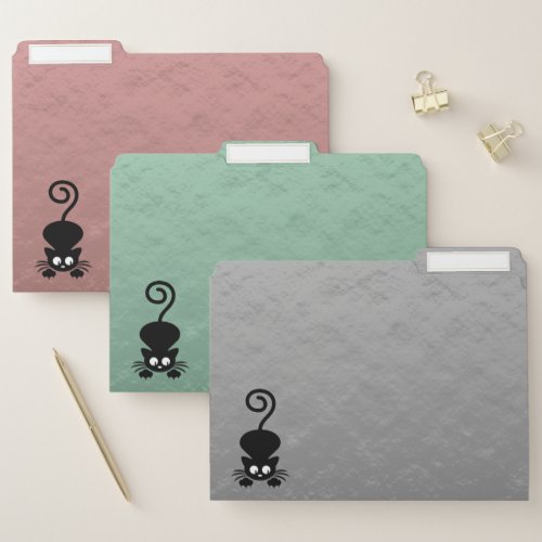 Rose Gold Green Silver Foil Effect With A Cat File Folder