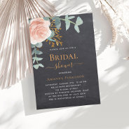Rose Gold Greenery Chalkboard Luxury Bridal Shower Invitation at Zazzle