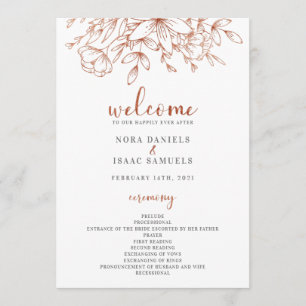Rose Gold Greenery Wedding Ceremony Program