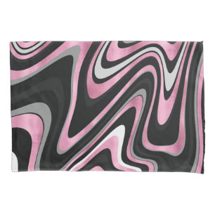 Rose Gold Grey wavy swirls pattern Pillow Case