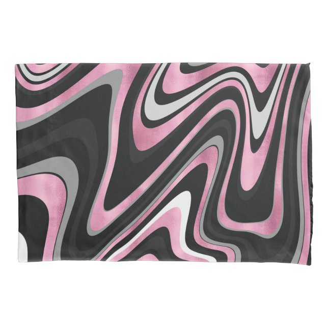 Rose Gold Grey wavy swirls pattern Pillow Case (Front)