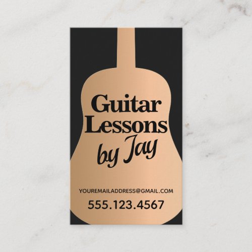 Rose Gold Guitar Teacher Business Card