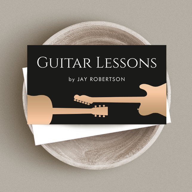 Rose Gold Guitar Teacher Business Card (Creator Uploaded)