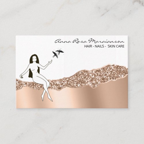  Rose Gold Hair Goddess Girly Beauty Business Card