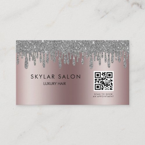  Rose Gold Hair Salon Stylist QR code  Business Card