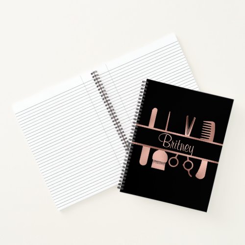 Rose Gold Hair Stylist Personalized Notebook