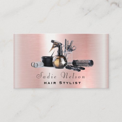 Rose Gold Hair stylist Salon Tools Beauty Business Card