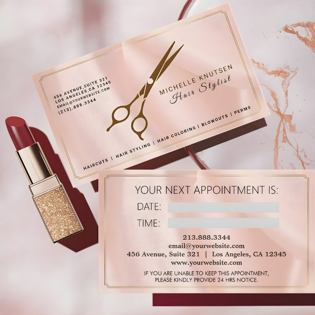 Rose Gold Hair Stylist Scissors Appointment Card   (Creator Uploaded)