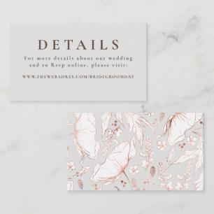 Rose Gold Hand Drawn Wildflowers Wedding Details Enclosure Card
