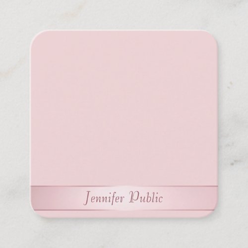 Rose Gold Hand Script Template Modern Elegant Square Business Card