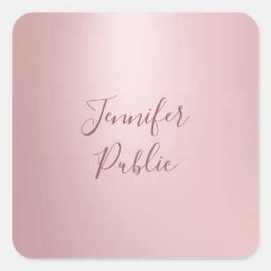 Rose Gold Hand Script Template Modern Elegant Square Sticker
