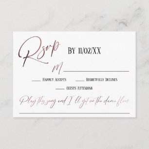 Rose Gold Handwriting Elegant RSVP Song Request Enclosure Card