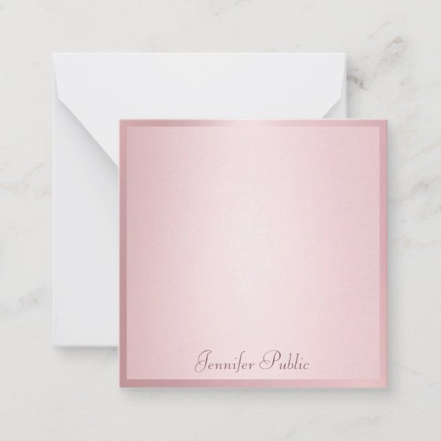 Rose Gold Handwriting Script Elegant Modern Note Card (Front)