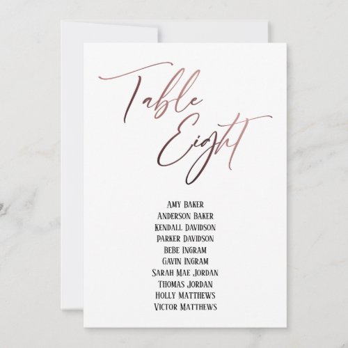 Rose Gold Handwriting Table Eight Seating Chart