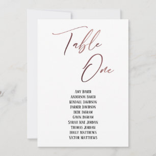 Rose Gold Handwriting Table One Seating Chart Card