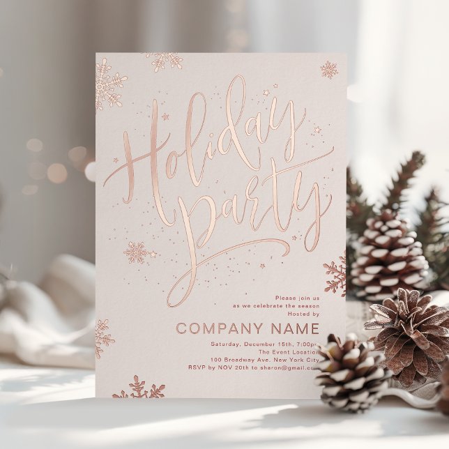 Rose gold handwritten calligraphy holiday Party (Rose gold handwritten calligraphy holiday Party)