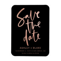 Rose Gold Handwritten Calligraphy Save the Date Magnet