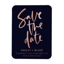 Rose Gold Handwritten Calligraphy Save the Date Magnet