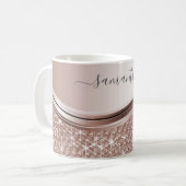 Rose Gold Handwritten Name Glitter Sparkle Bling Coffee Mug (Front Left)