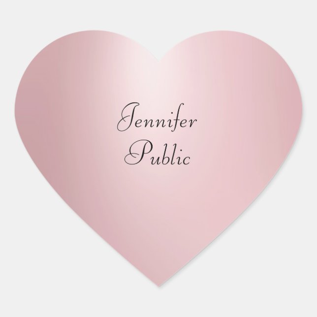 Rose Gold Handwritten Script Elegant Template Heart Sticker (Front)