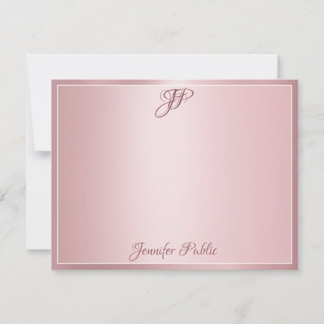 Rose Gold Handwritten Script Monogram Template (Front)