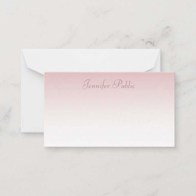 Rose Gold Handwritten Script Text Creative Trendy Note Card (Front)