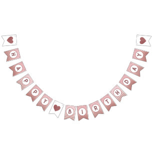 Rose Gold Happy Birthday Chic Girly Woman Party Bunting Flags